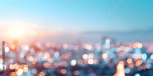 Futuristic smart city concept with abstract bright lights against blue background. Concept Futuristic Smart City, Abstract Bright Lights, Blue Background