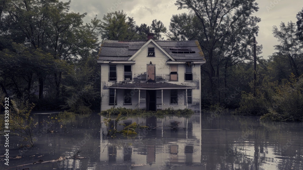 Fototapeta premium A Flooded House with Water Stains