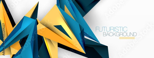 Minimal geometric abstract background. Low poly dynamic triangle design. Trendy techno business template for wallpaper, banner, background or landing
