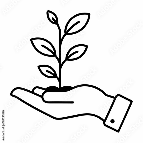 vector icon isolated on a white background depicting a hand delicately holding a seedling planted in soil (12)