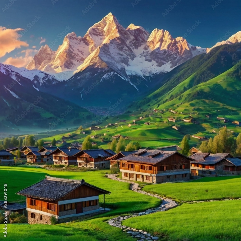 Mountain village early morning Mountain village early morning