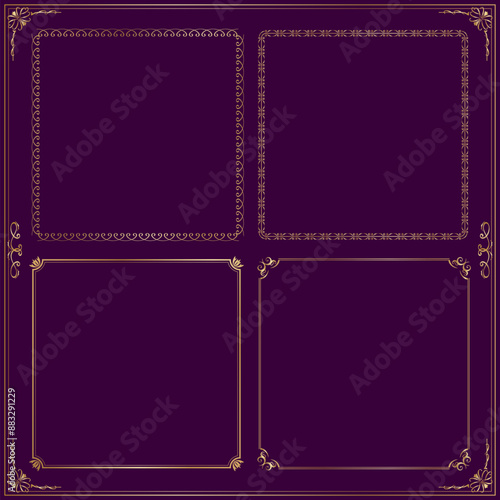 Gold Vintage Elements and rectangel Frames Set Vector illustration
