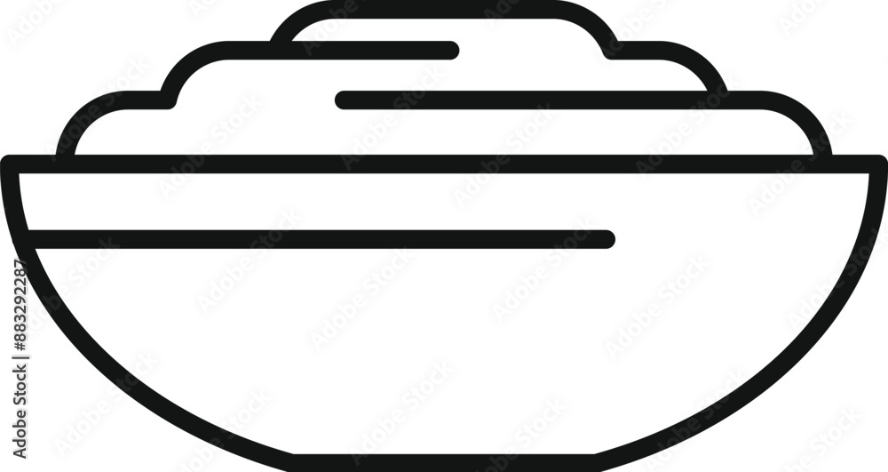 Simple line drawing of a bowl filled with mashed potatoes, in a minimalist style Simple line drawing of a bowl filled with mashed potatoes, in a minimalist style