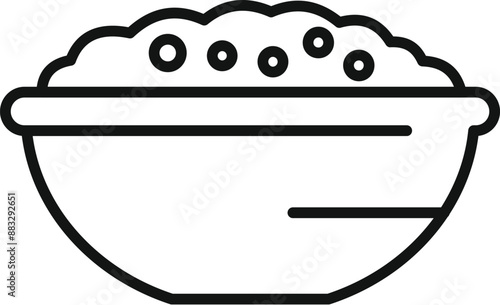 Simple line icon of a bowl brimming with porridge, perfect for representing breakfast or healthy eating