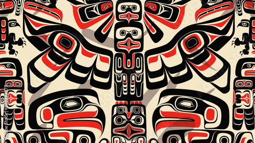 A colorful and intricate design of birds and other animals