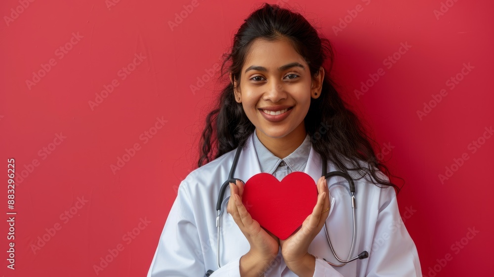Indian beautiful doctors show romantic gestures, convey health and care information, show romantic gestures of love, care, health protection, heart disease care Indian beautiful doctors show romantic gestures, convey health and care information, show romantic gestures of love, care, health protection, heart disease care