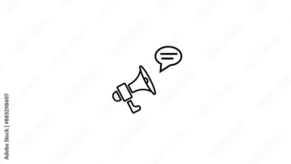 Animated megaphone icon with massage icon ,Megaphone announcement offer concept Animated megaphone icon with massage icon ,Megaphone announcement offer concept