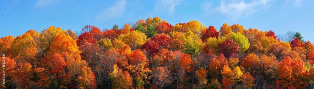 Hillside covered in a patchwork of autumn foliage, highlighting the season's diversity Hillside covered in a patchwork of autumn foliage, highlighting the season's diversity