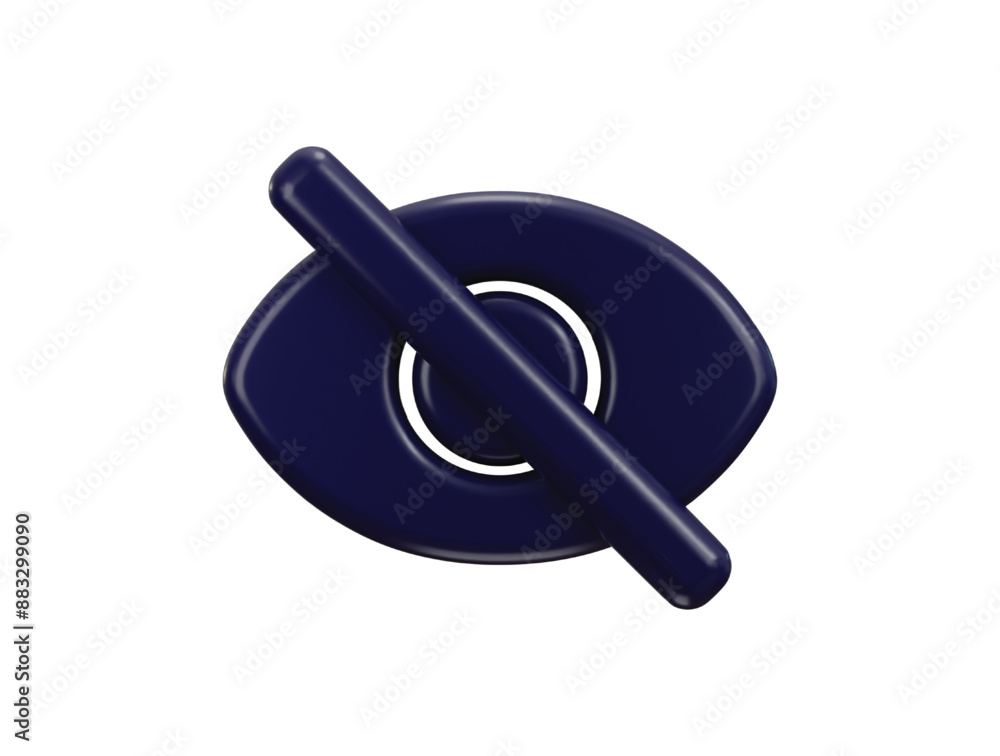 Visibility off icon 3d rendering vector illustration