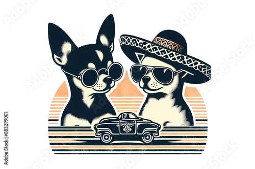 Retro Vintage A cute Chihuahua, vector design,