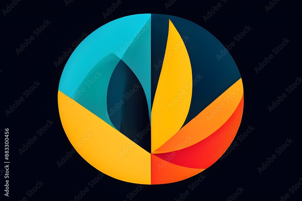 abstract minimalist geometric symbol embodying sustainability in vibrant colors abstract minimalist geometric symbol embodying sustainability in vibrant colors