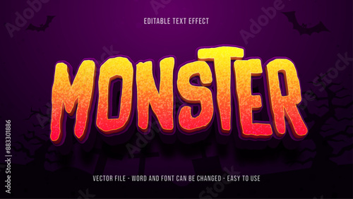 Editable monster text effect, halloween text style