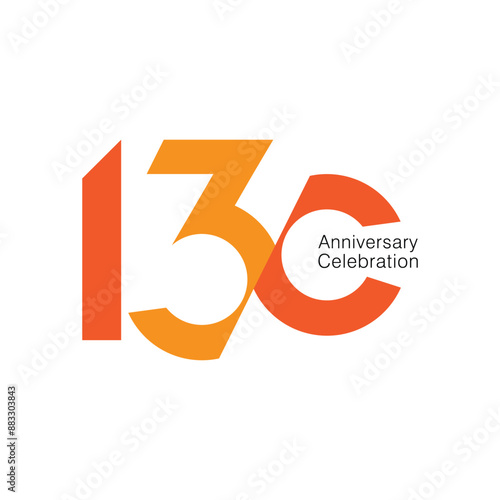 130, 130th Years Anniversary Logo, Vector Template Design element for birthday, invitation, wedding, jubilee and greeting card illustration.