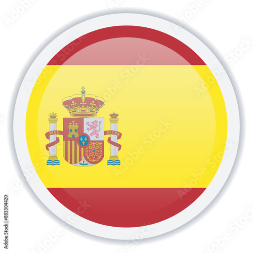 Spain circle flag icon isolated on white background. Vector icon for mobile apps, UI and web design, EPS10