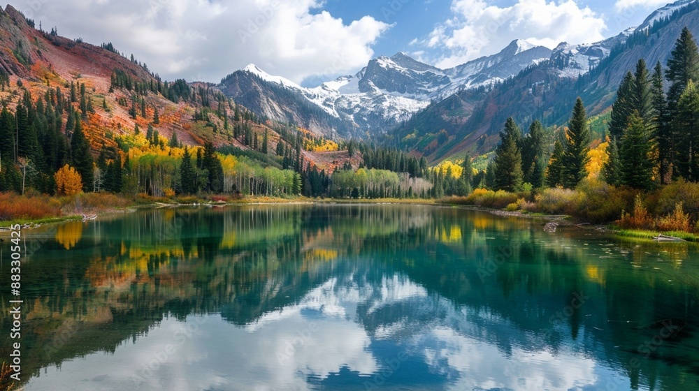 Fototapeta premium Beautiful alpine lake in the Wasatch mountains in Salt Lake, Utah, USA