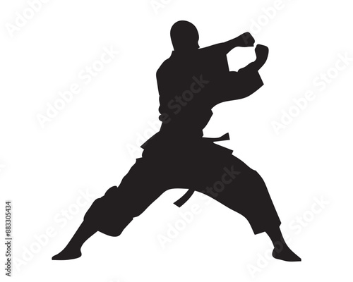 Silhouette kungfu master vector icon