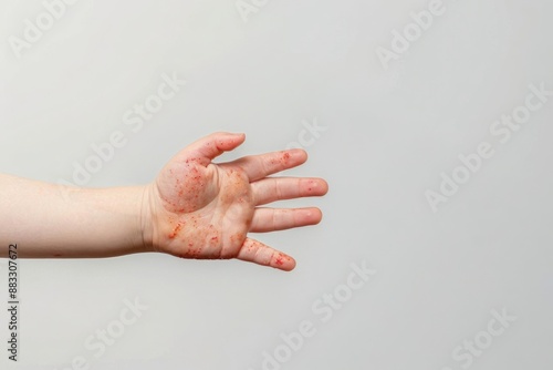 Children's hand with atopic dermatitis Dermatitis, diathesis, allergy on the child's body. 