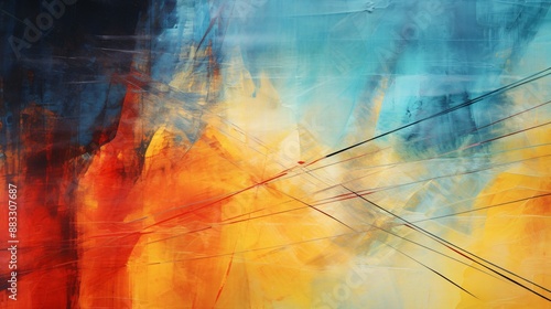 Abstract color background with lines Mixed media
