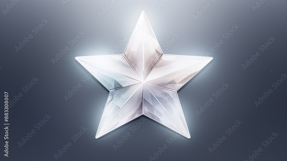 A Glowing Crystal Star with Sharp Edges and Luminescent Pattern in a Minimalist Design A Glowing Crystal Star with Sharp Edges and Luminescent Pattern in a Minimalist Design