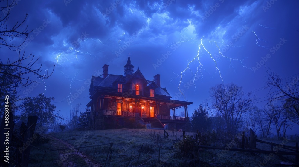 Haunted House Under a Thunderstorm. Haunted House Under a Thunderstorm.