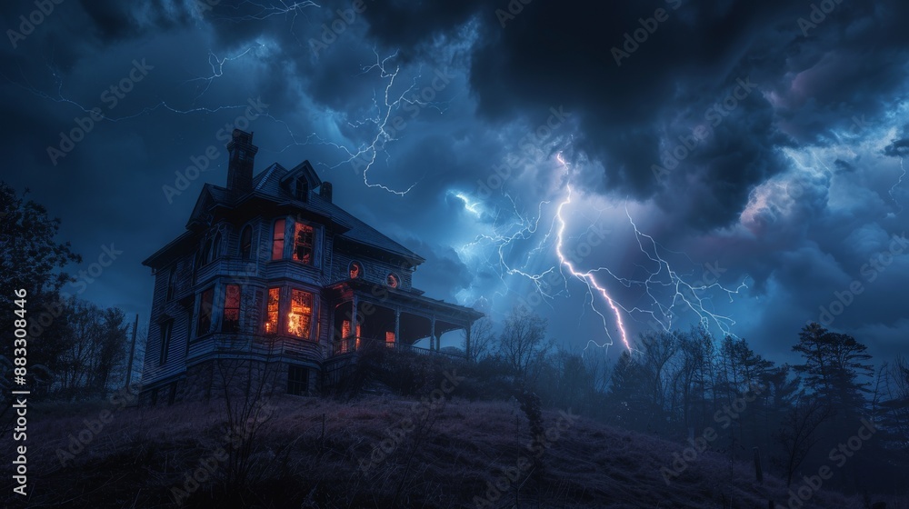 Haunted House in a Thunderstorm. Haunted House in a Thunderstorm.