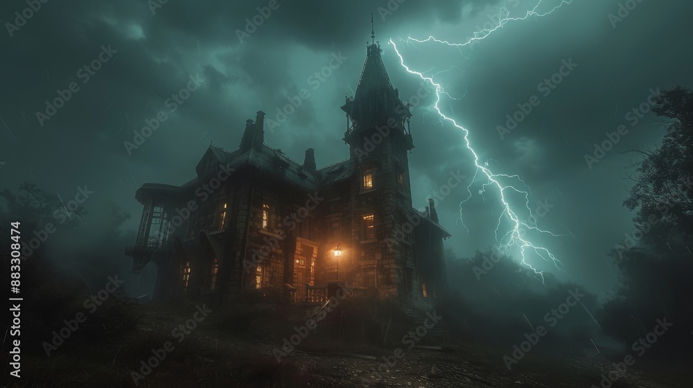 Haunted House in a Thunderstorm. Haunted House in a Thunderstorm.