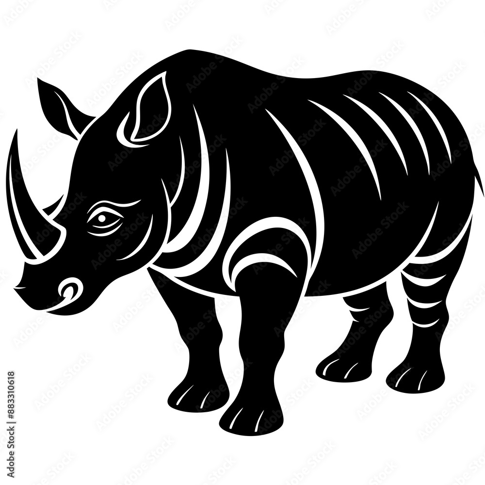 Rhino Animal Silhouette Vector Illustration Rhino Animal Silhouette Vector Illustration