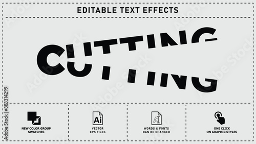 Cutting editable text effects. vector eps files.