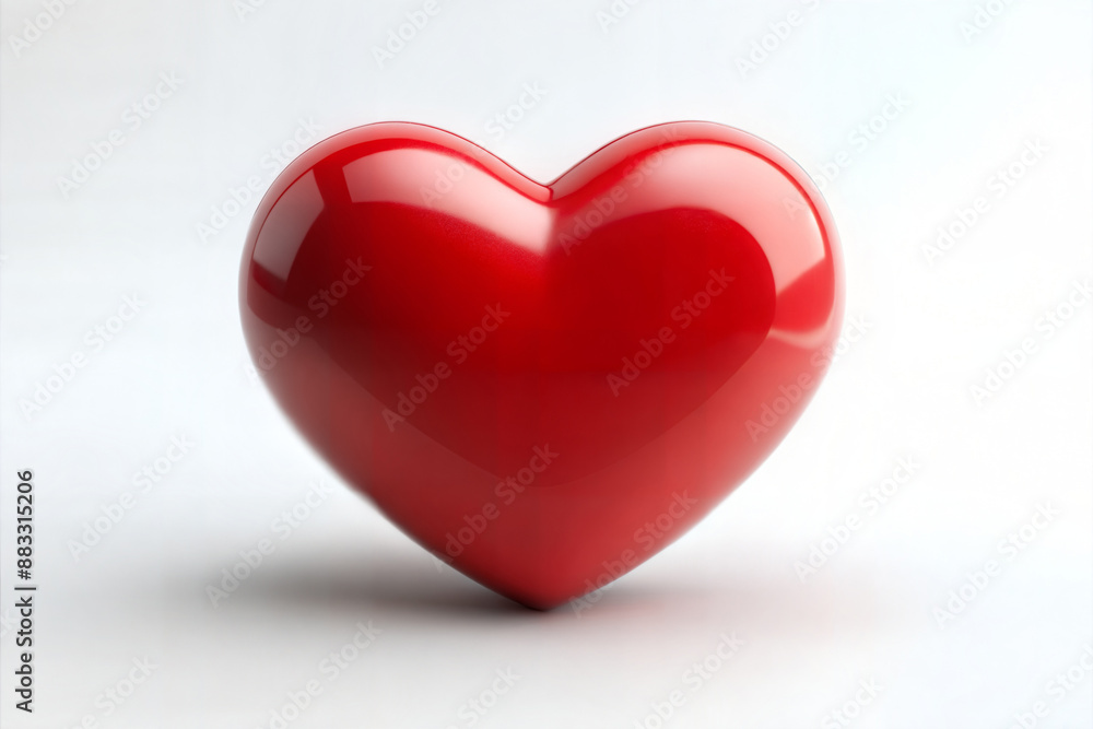 Red heart isolated on white. 3D red plastic heart on white background. Red heart isolated on white. 3D red plastic heart on white background.
