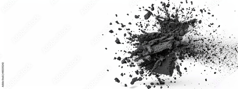 A black-and-white image of two piles of black rocks against a white background A black-and-white image of two piles of black rocks against a white background