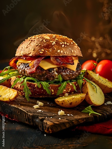 Juicy Ground Beef Burgers with Grilled Portobellos photo