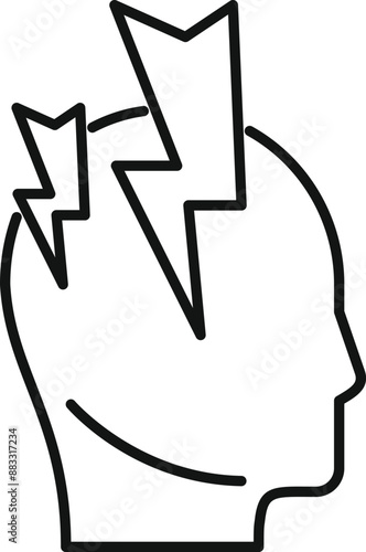 Line drawing of a human head profile with lightning bolts, symbolizing a sudden idea or inspiration