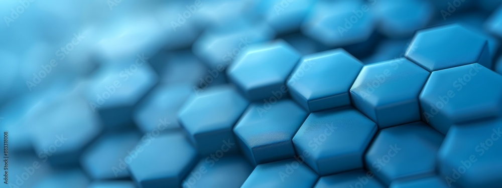 close-up image of a hexagonal object in blue, set against a slightly blurred backdrop of interconnected hexagonal cubes close-up image of a hexagonal object in blue, set against a slightly blurred backdrop of interconnected hexagonal cubes