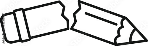 Simple line art icon of a broken pencil symbolizing writer's block