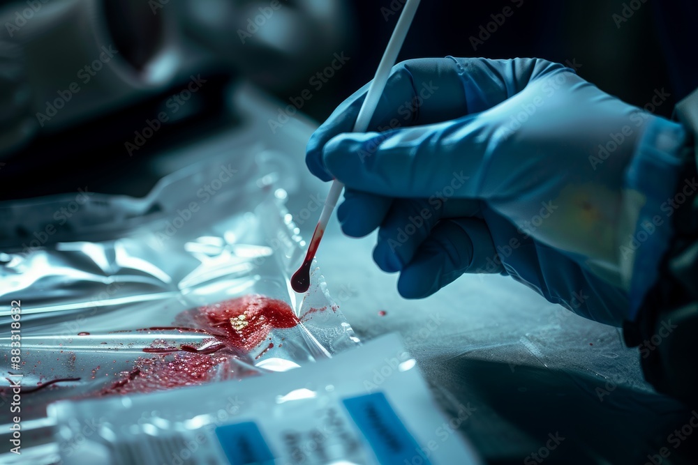 Obraz premium Forensic Analysis of Blood Evidence for Crime Scene Investigation Documentation