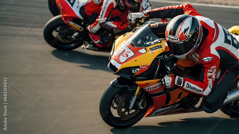 A strikingly beautiful woman with short, wavy black hair, dressed in a sleek, colorful sports jumpsuit with race insignias, bends over a racing sports motorcycle. The image, likely a photograph A strikingly beautiful woman with short, wavy black hair, dressed in a sleek, colorful sports jumpsuit with race insignias, bends over a racing sports motorcycle. The image, likely a photograph