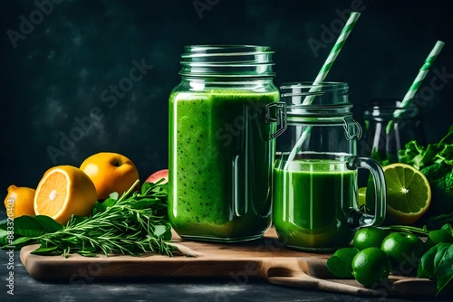 Mint sauce in glass jars.