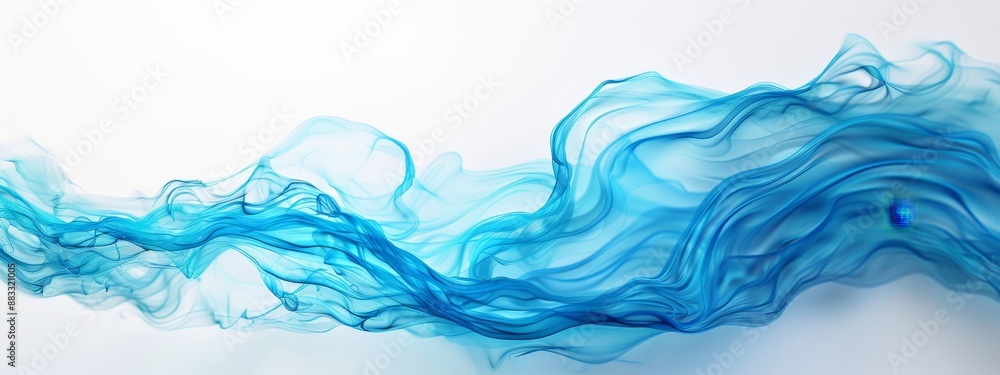 A white background bears a blue wave of smoke, subtly blurred, with a ghostly wave impression on its left side A white background bears a blue wave of smoke, subtly blurred, with a ghostly wave impression on its left side