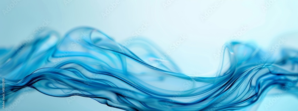 A tight shot of a blue liquid wave against a pristine white backdrop, with a softly blurred center intrusion A tight shot of a blue liquid wave against a pristine white backdrop, with a softly blurred center intrusion
