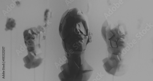 Destroyed android head on spikes in xray
