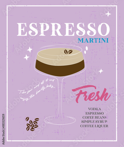 Espresso martini hand drawn illustration vector. 
