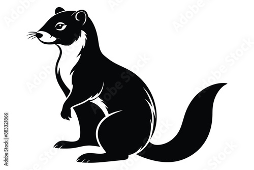 Sitting ferret white background A.eps