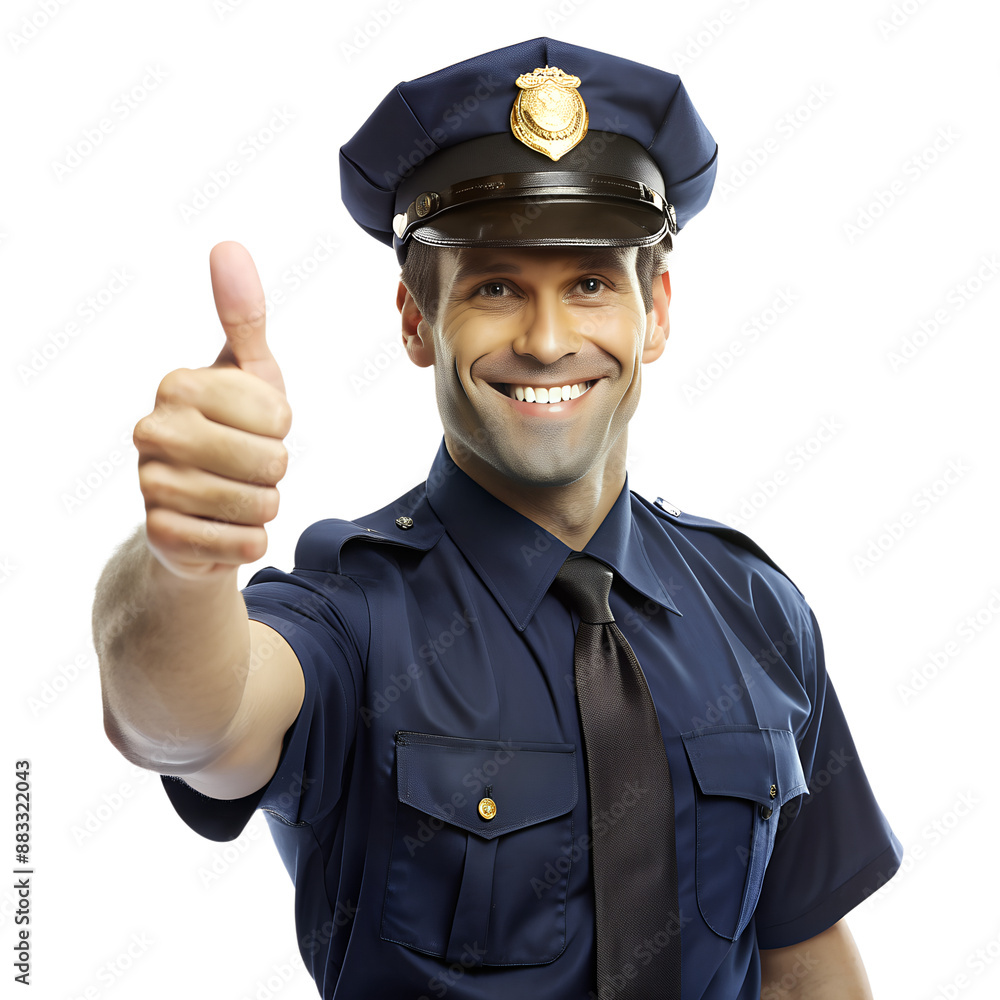 portrait of a officer showing thumbs up, AI portrait of a officer showing thumbs up, AI