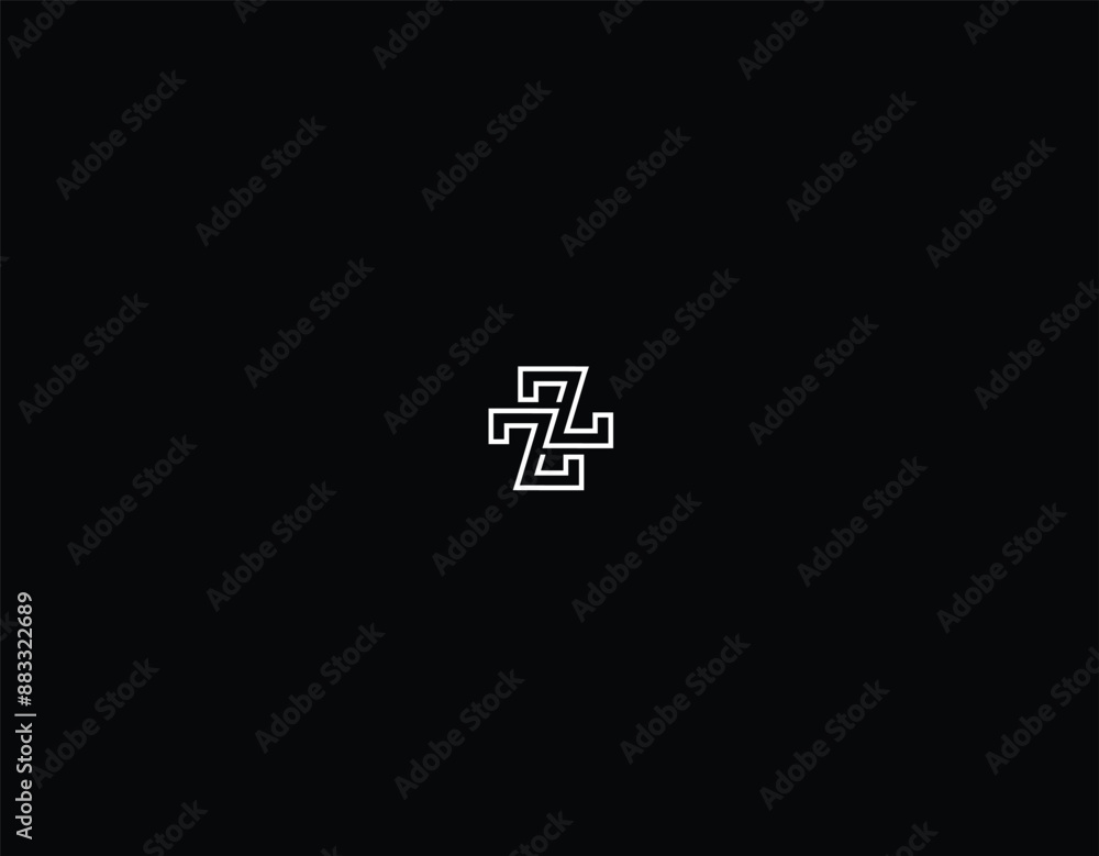 Obraz premium Linear letters ZZ Monogram with black background. 