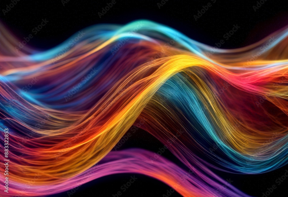 Fototapeta premium wavy created background lines colorful dark abstract ai colourful wave blue energy wallpaper digital design light colours