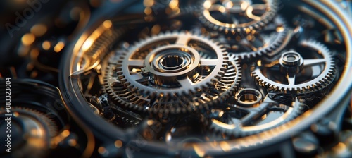 Precision Close-Up of Metallic Gears Inside a Mechanical Lock Mechanism for Security and Engineering