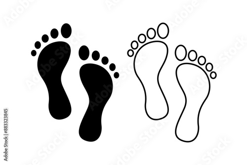 Footprint black and white flat vector icon design