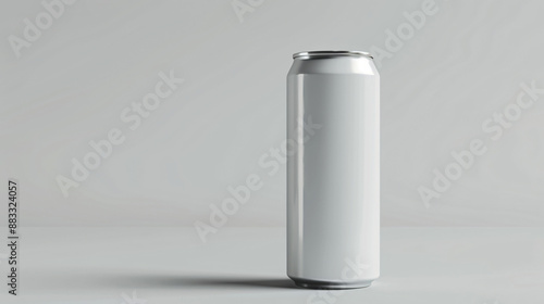 Beverage can with blank label, clean background, mockup for the concept