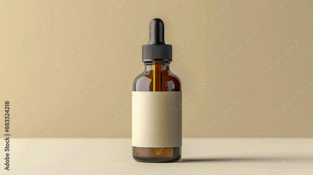 Essential oil bottle with blank label, clean background, mockup for the concept Essential oil bottle with blank label, clean background, mockup for the concept