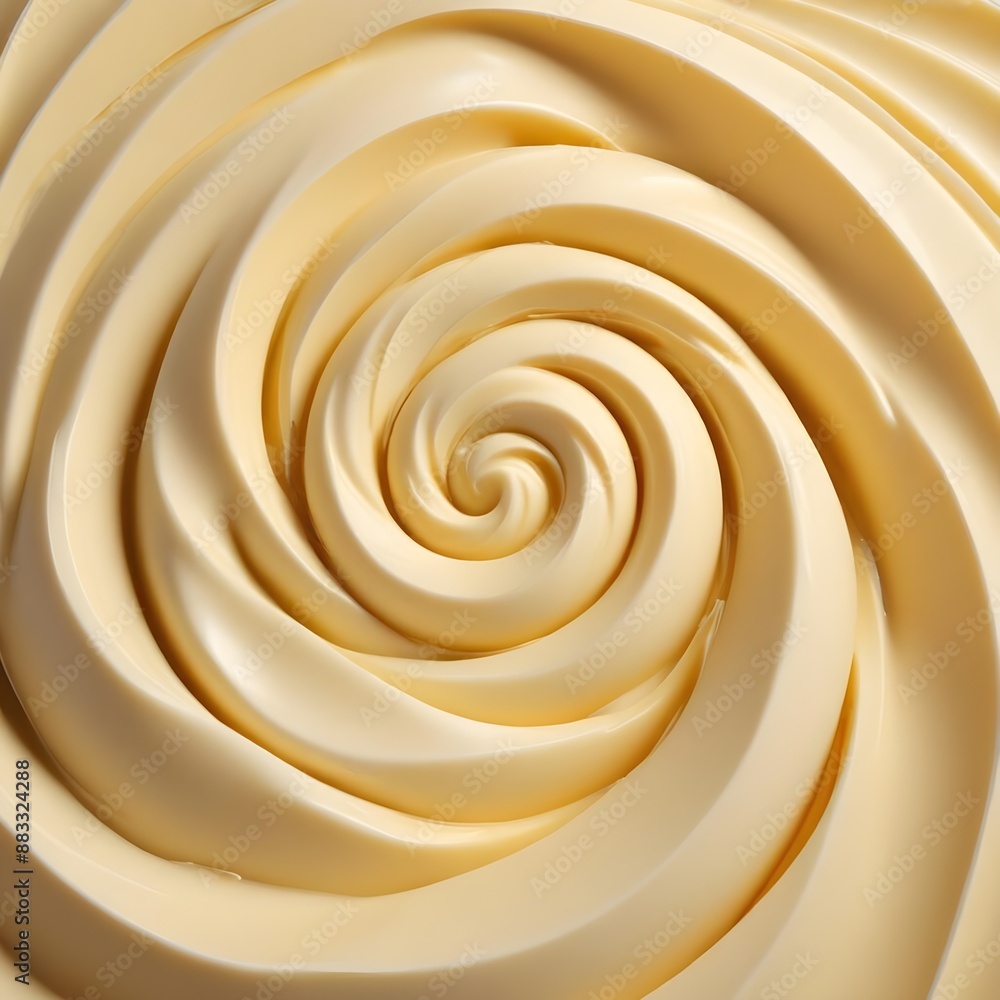 A swirling vortex of freshly churned butter, golden in color and glistening with moisture A swirling vortex of freshly churned butter, golden in color and glistening with moisture